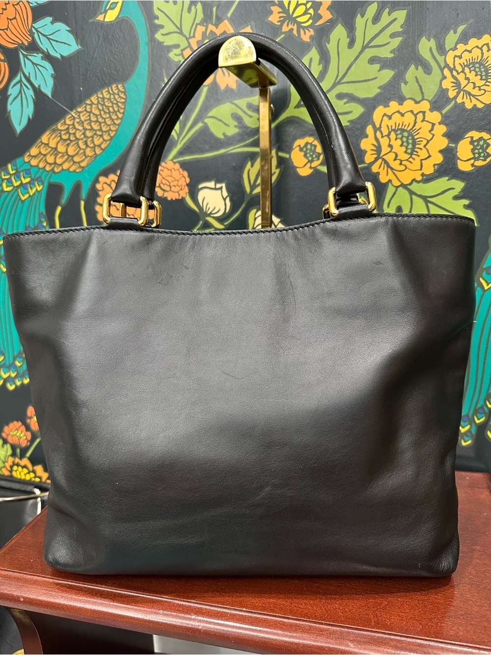 Dolce & Gabbana Black Floral Lace Leather Satchel Leopard Lined | Italy with COA - Picture 10 of 15